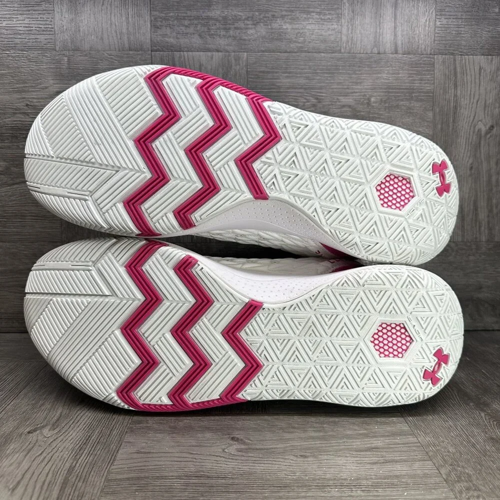 Under Armour Basketball Shoe Mens 18 White Pink HOVR  5 Athletic NEW 3024979-106